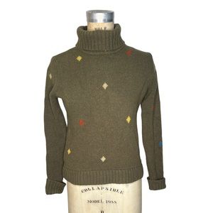 Jump M green lambswool turtleneck sweater
